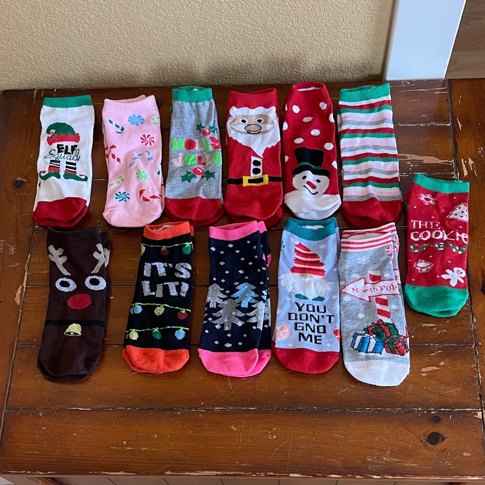 Holiday Christmas Ankle Socks Assorted Cute Festive Designs - pack of 12